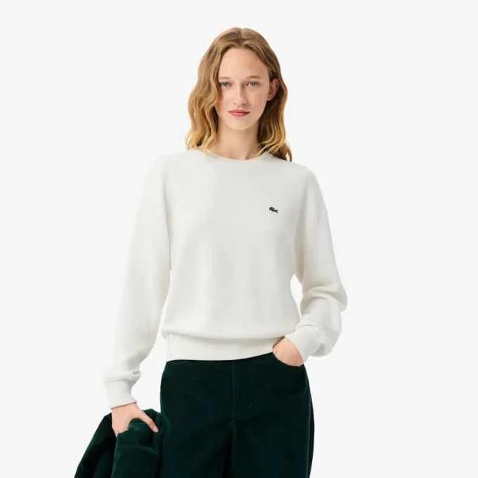 Damen-Pullover aus Baumwolle mit Rundhalsausschnitt und lockerer Passform