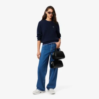 Damen-Pullover aus Baumwolle mit Rundhalsausschnitt und lockerer Passform