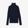 Damen-Pullover aus Merinowolle mit hohem Kragen und Rippstrick