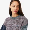 Damen-Pullover aus Woll-Blend mit Rollkragen und Zopfmuster