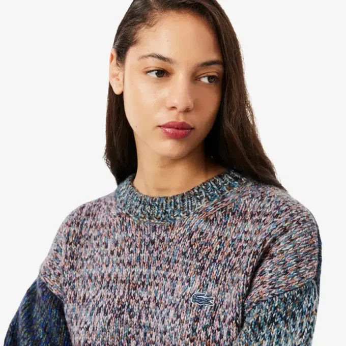 Damen-Pullover aus Woll-Blend mit Rollkragen und Zopfmuster