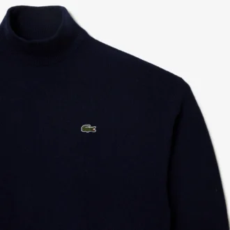 Damen-Pullover aus Wolle mit hohem Kragen und lockerer Passform