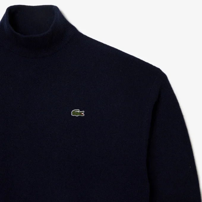 Damen-Pullover aus Wolle mit hohem Kragen und lockerer Passform