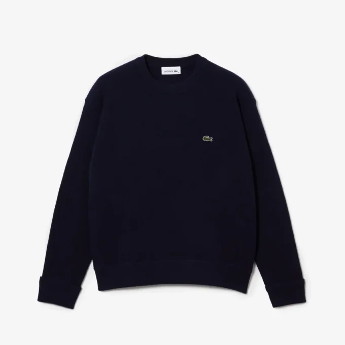 Damen-Pullover aus Wolle mit Moosmuster in lockerer Passform