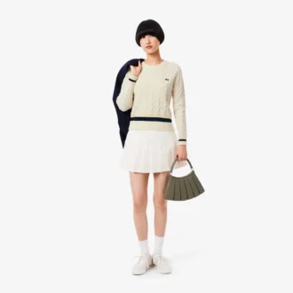 Damen-Pullover aus Wolle mit Zopfmuster