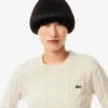 Damen-Pullover aus Wolle mit Zopfmuster