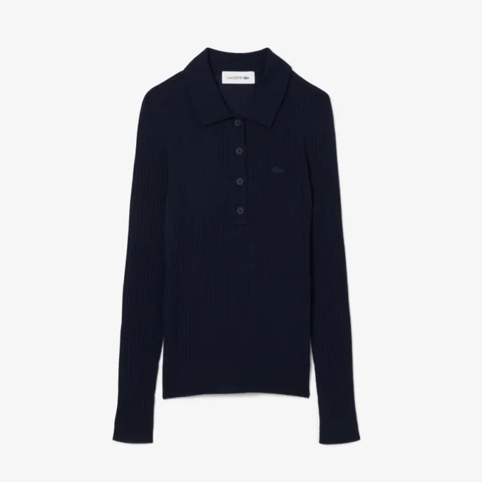 Damen-Pullover aus Wolljersey mit Poloshirt-Kragen