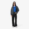 Damen-Pullover mit geripptem Strick und Poloshirt-Kragen