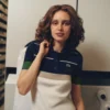 Damen-Pullover mit gestreiftem Poloshirt-Kragen, hergestellt in Frankreich
