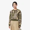 Damen-Pullover mit Rundhalsausschnitt und Grafikprint aus Wolle