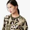 Damen-Pullover mit Rundhalsausschnitt und Grafikprint aus Wolle