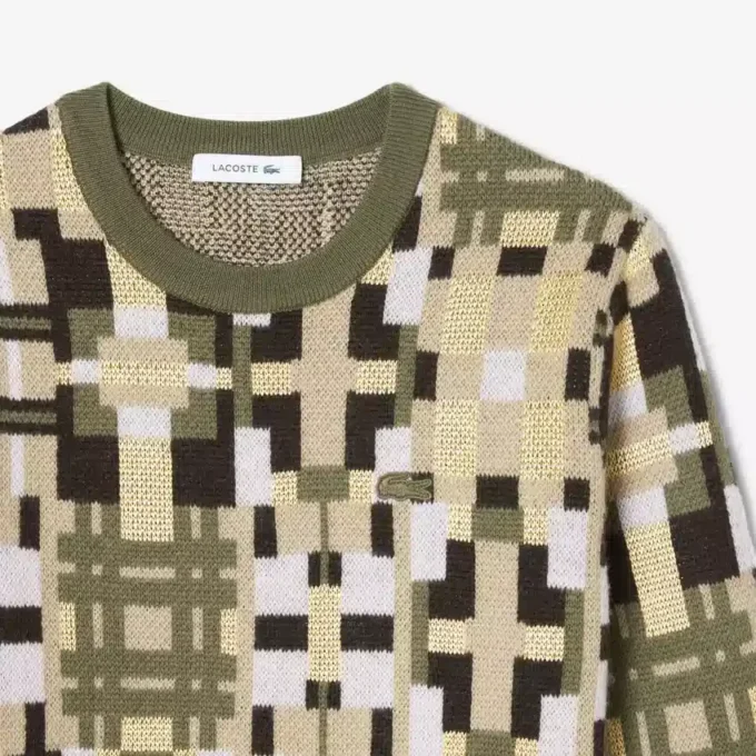Damen-Pullover mit Rundhalsausschnitt und Grafikprint aus Wolle