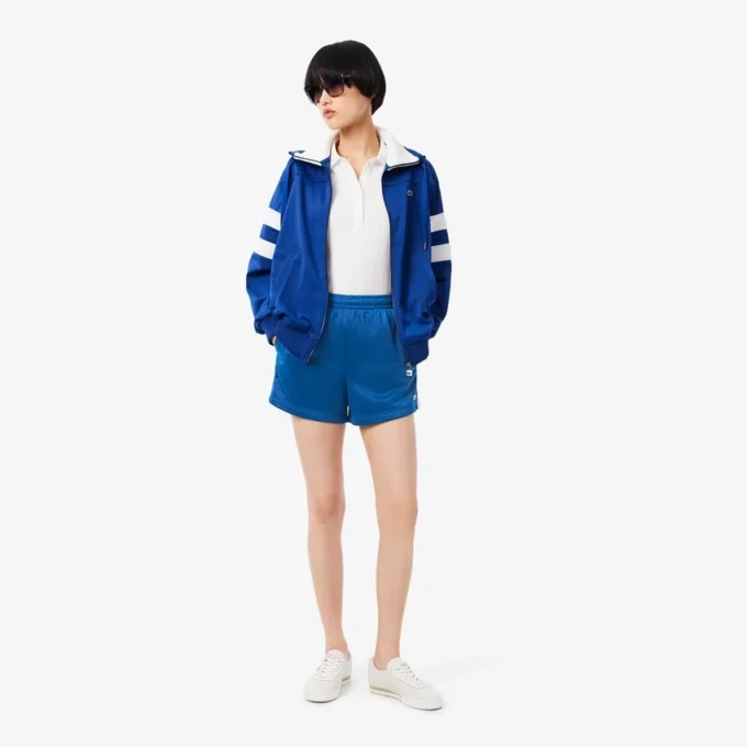 Damen-Shorts aus Satin-Jersey mit Pointelle-Streifen
