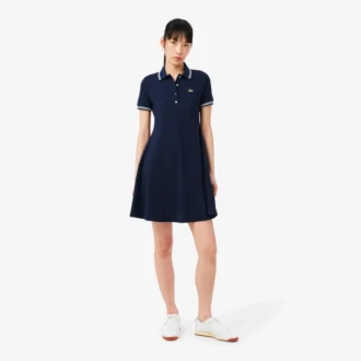 Damen-Skaterkleid mit Stretch-Poloshirt-Kragen