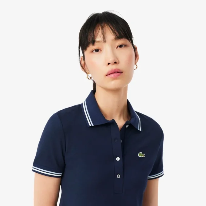 Damen-Skaterkleid mit Stretch-Poloshirt-Kragen