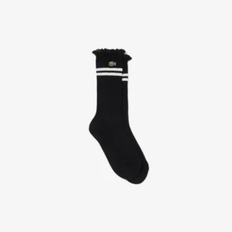 Damen-Socken mit Spitzenrand und Rippmuster