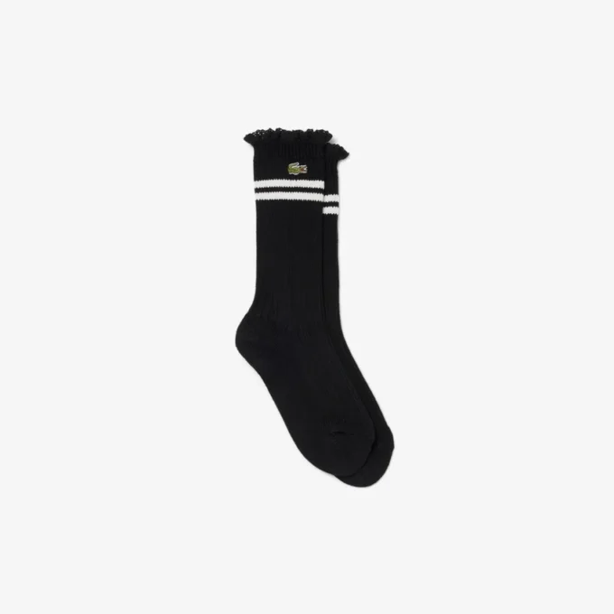 Damen-Socken mit Spitzenrand und Rippmuster