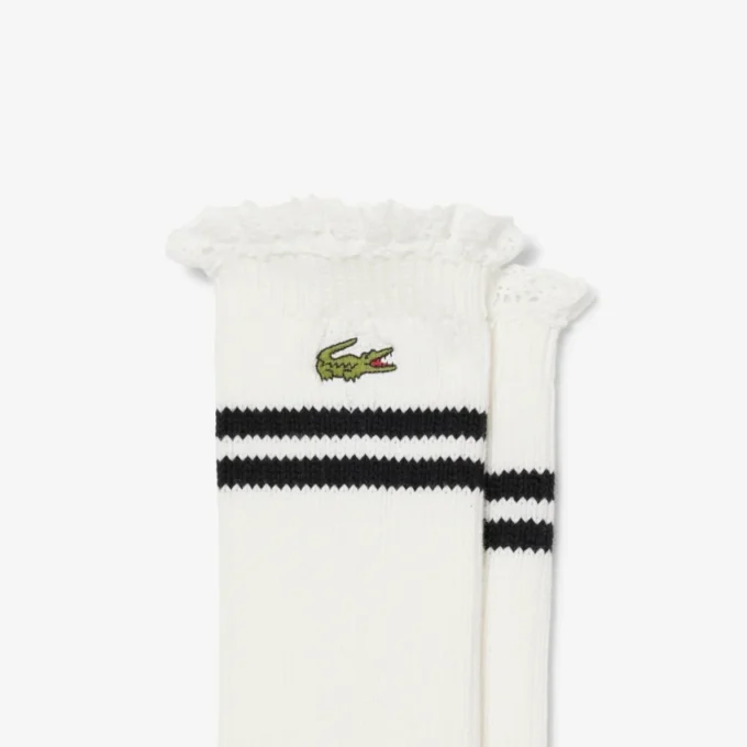 Damen-Socken mit Spitzenrand und Rippmuster