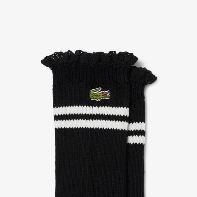 Damen-Socken mit Spitzenrand und Rippmuster