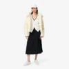 Damen-Strickjacke aus Baumwolle mit V-Ausschnitt und Moosmaschenmuster
