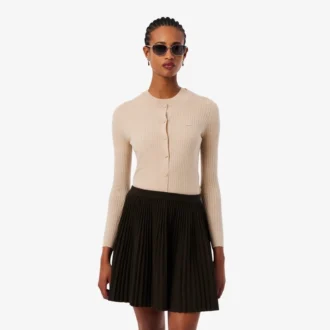 Damen-Strickjacke aus Merinowolle mit Rippstrick