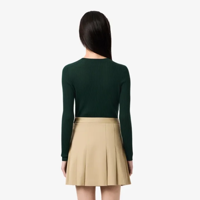 Damen-Strickjacke aus Merinowolle mit Rippstrick