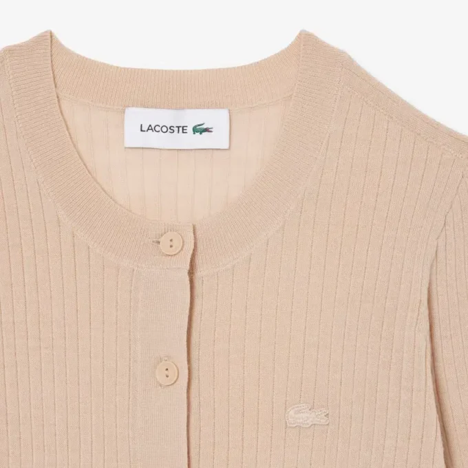 Damen-Strickjacke aus Merinowolle mit Rippstrick
