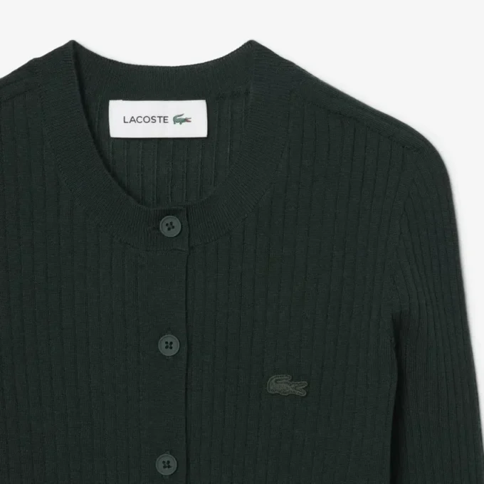 Damen-Strickjacke aus Merinowolle mit Rippstrick