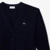 Damen-Strickjacke aus Wolle mit V-Ausschnitt und lockerer Passform