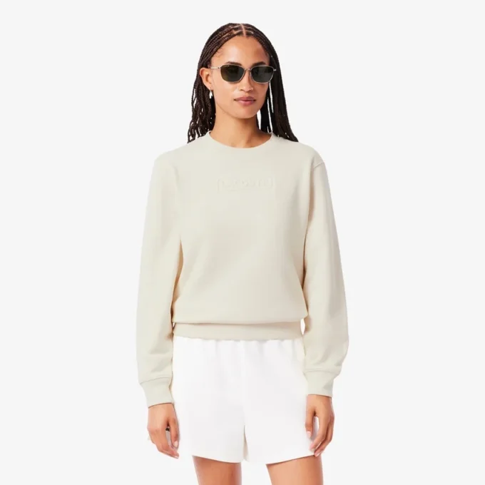 Damen-Sweatshirt aus Baumwolle mit geprägtem Logo