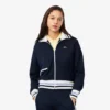 Damen-Sweatshirt mit Reißverschluss und Streifenakzenten