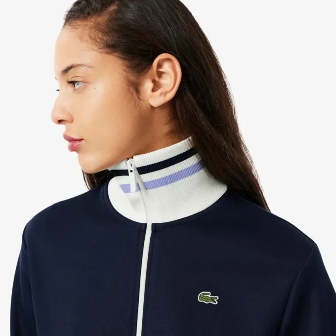 Damen-Sweatshirt mit Reißverschluss und Streifenakzenten