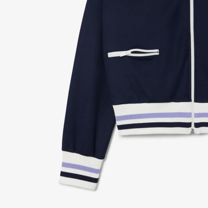 Damen-Sweatshirt mit Reißverschluss und Streifenakzenten