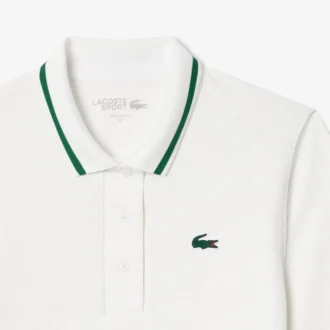 Damen-Tennis-Poloshirt mit UV-Schutz und gestreiftem Kragen