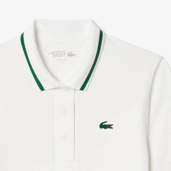 Damen-Tennis-Poloshirt mit UV-Schutz und gestreiftem Kragen