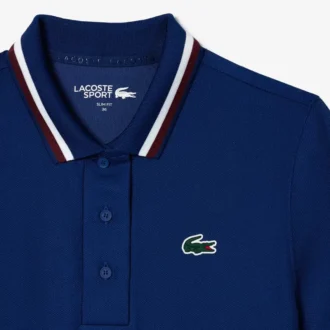 Damen-Tennis-Poloshirt mit UV-Schutz und gestreiftem Kragen