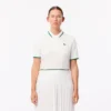 Damen-Tennis-Poloshirt mit UV-Schutz und gestreiftem Kragen