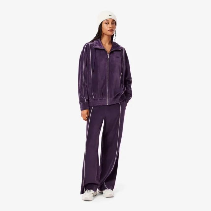 Damen-Velours-Jogginghose mit Zierakzenten