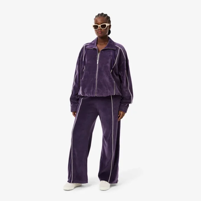 Damen-Velours-Jogginghose mit Zierakzenten