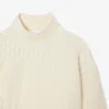 Damen-Wollpullover mit Patchwork-Effekt und hohem Kragen