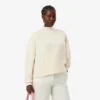 Damen-Wollpullover mit Patchwork-Effekt und hohem Kragen