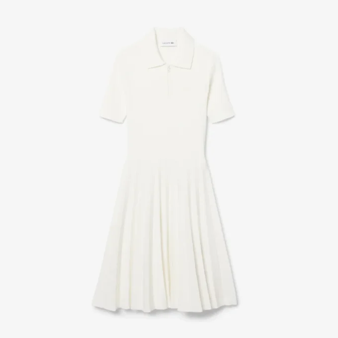 Damenkleid mit Plissee und Poloshirt-Kragen