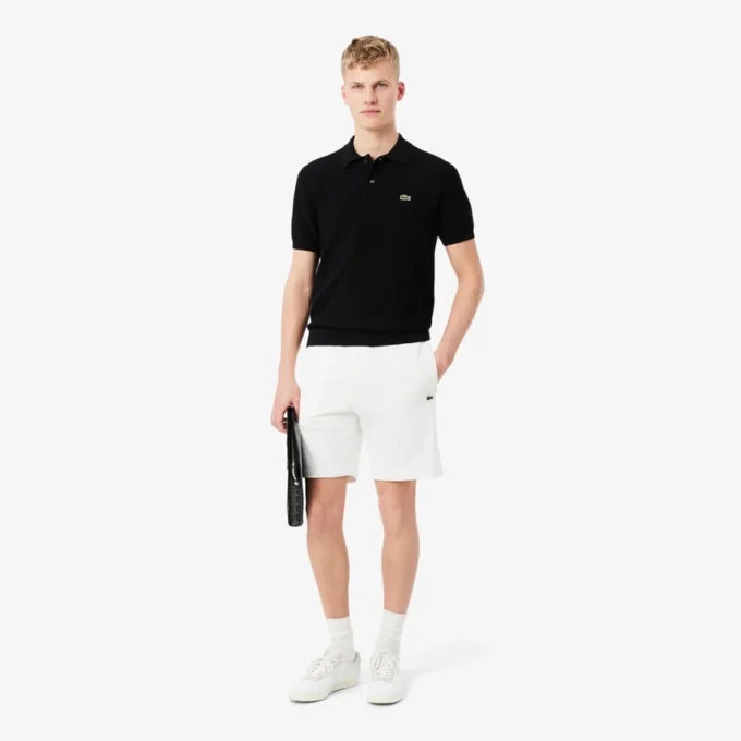Fleece-Shorts mit Logo-Streifen in regulärer Passform