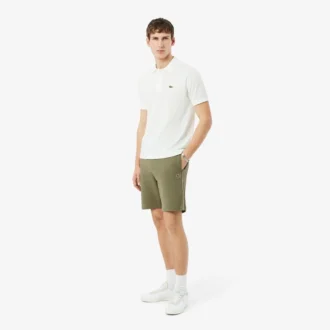 Fleece-Shorts mit Logo-Streifen in regulärer Passform