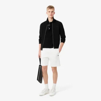 Fleece-Shorts mit Logo-Streifen in regulärer Passform
