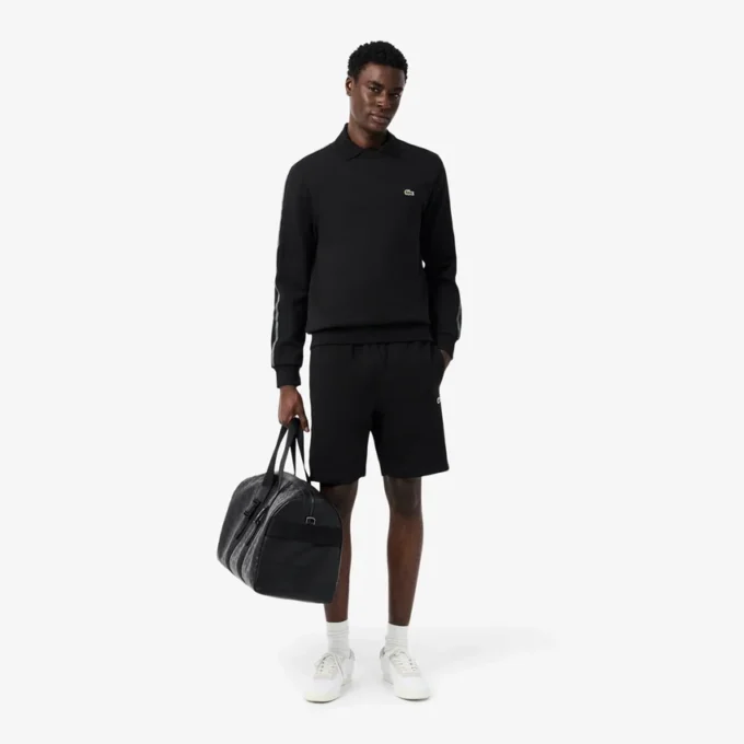 Fleece-Shorts mit Logo-Streifen in regulärer Passform