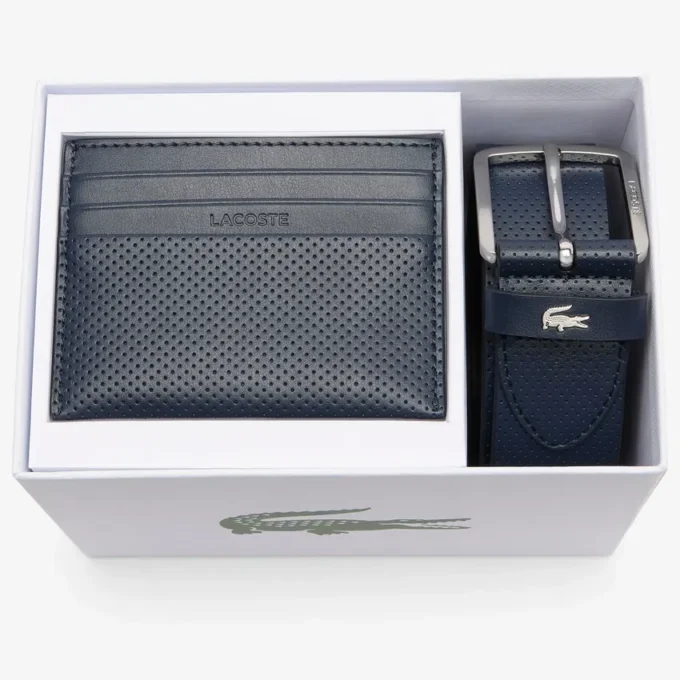 Geschenkset aus Ledergürtel und Kartenetui