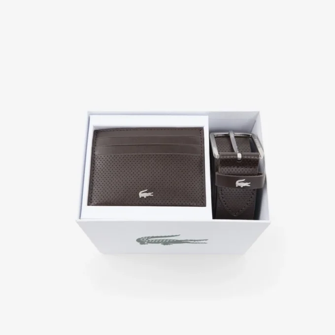 Geschenkset aus Ledergürtel und Kartenetui