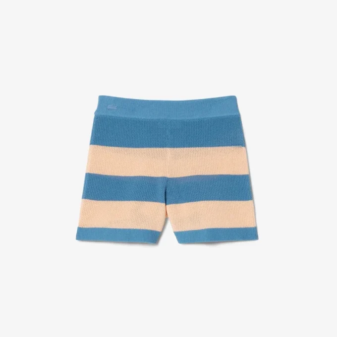Gestreifte Mesh-Strick-Shorts