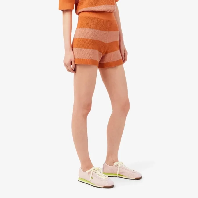 Gestreifte Mesh-Strick-Shorts